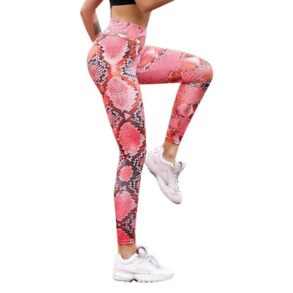 High Waist Snake Print Bum Scrunch Leggings