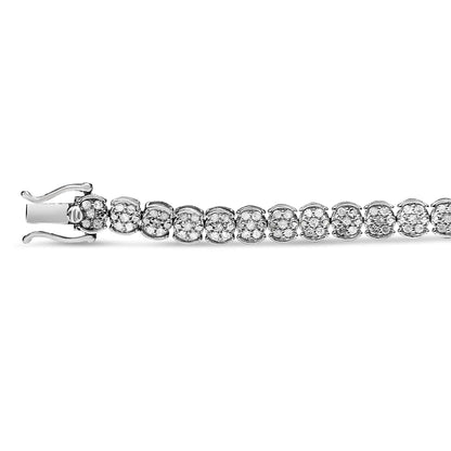 .925 Sterling Silber 2.0 Cttw Diamanten Cluster Link Armband (I-J Farbe, I2-I3 Reinheit) - Größe 7.25"