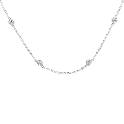 Sterling Silver Bezel-Set Diamond Station Necklace (1 cttw, J-K Color, I1-I2 Clarity)