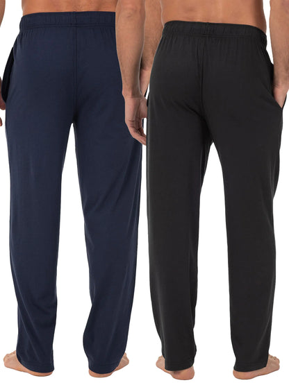 Fruit of the Loom Men's Extended Sizes Jersey Knit Sleep Pajama Lounge Pant (1 & 2 Packs) 5X Black/Navy (2-pack)