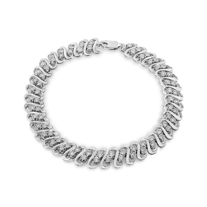 .925 Sterling 1/2 Cttw Diamond Double Row S-Link Bracelet (I-J Color, I2-I3 Clarity) - 7.25" Inches