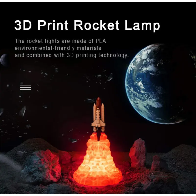 3D Print Rocket Space Shuttle Lamp Night Lamp