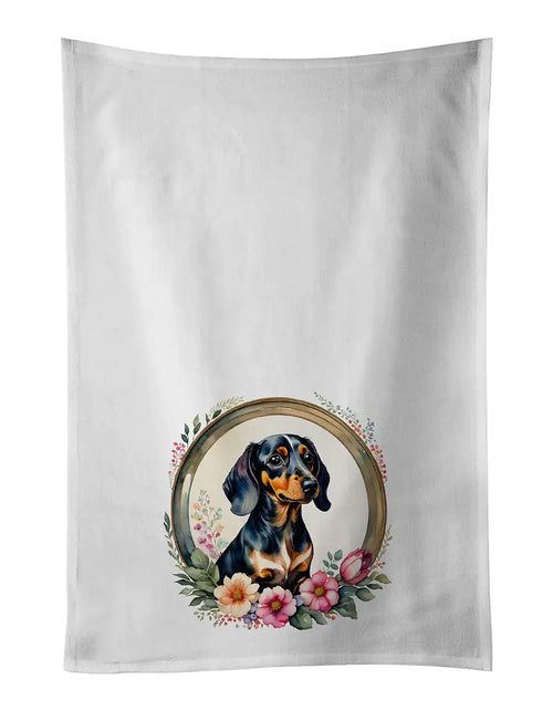 Dachshund and Flowers Kitchen Towel Set of 2