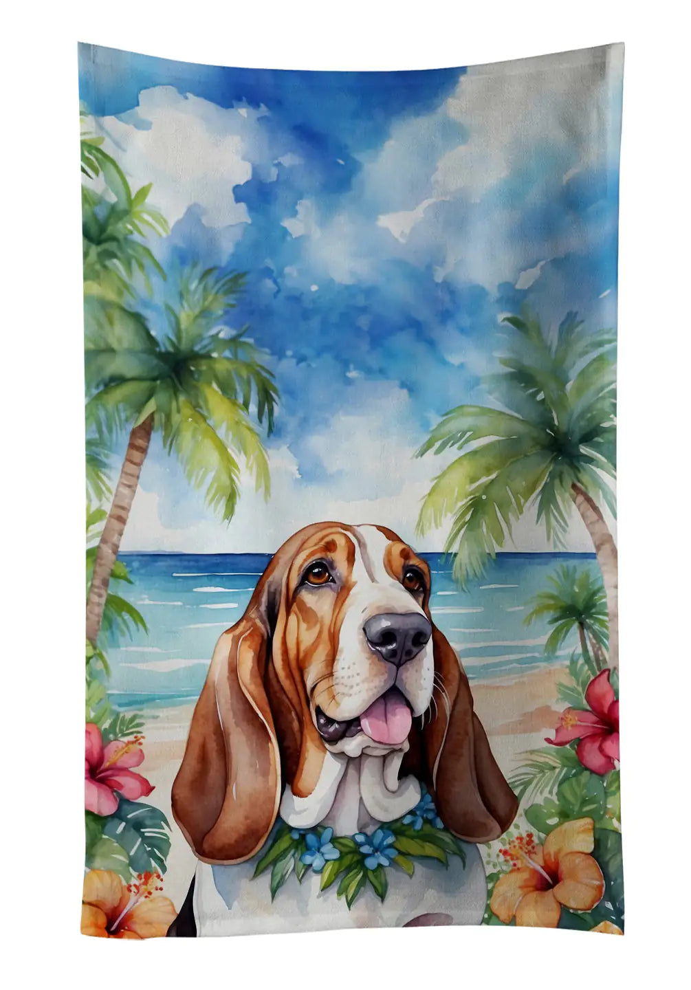 Basset Hound Luau Kitchen Towel