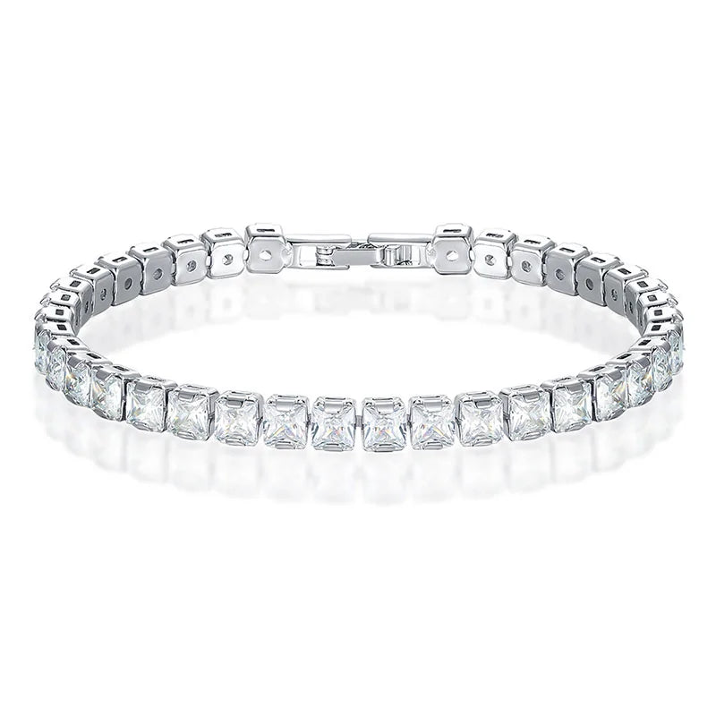 Clear Square Cubic Zirconia Tennis Bracelet