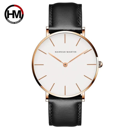 High-Quality Rose Gold Dial Leather Watch