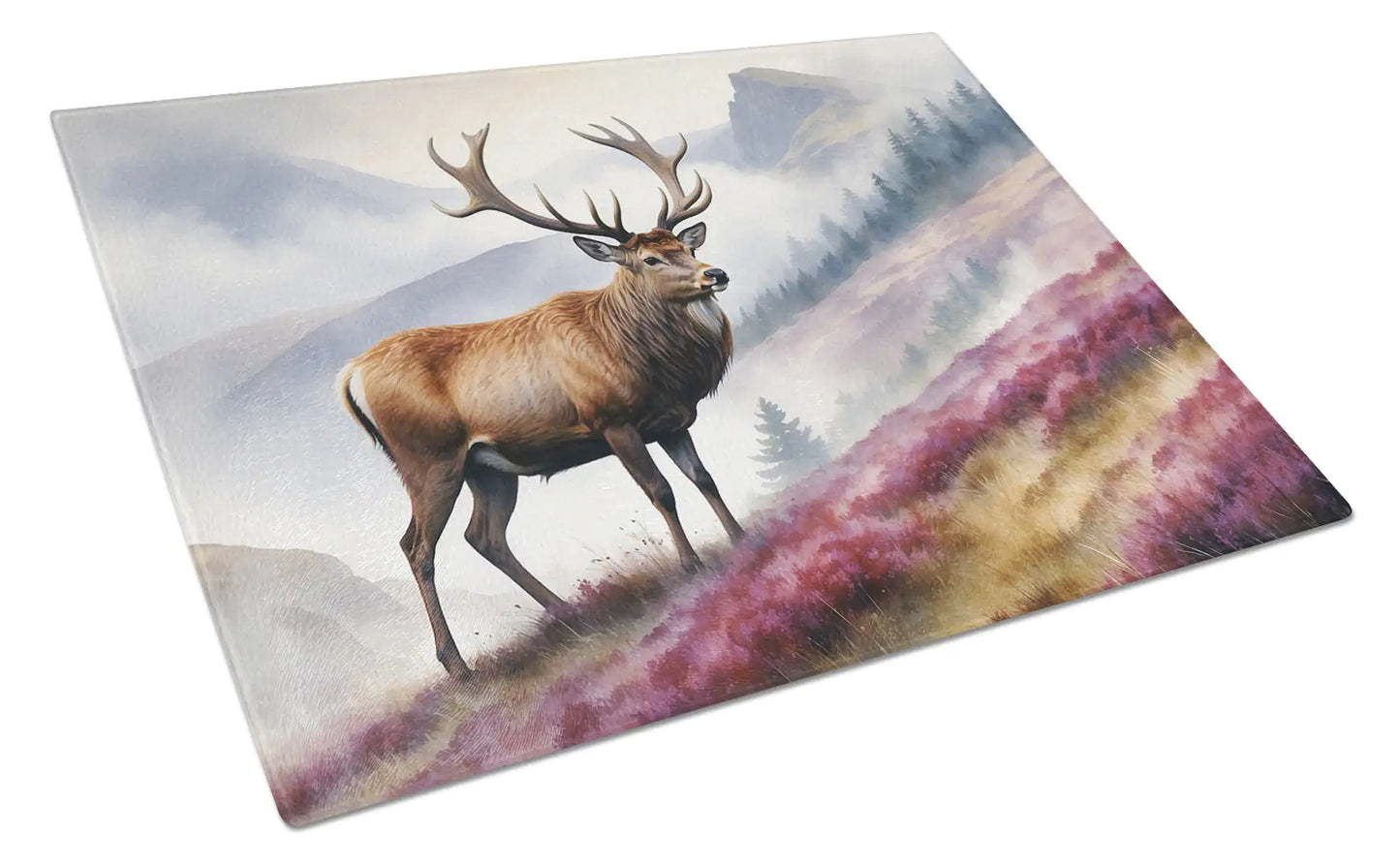 Highland Red Deer Glass Cutting Board