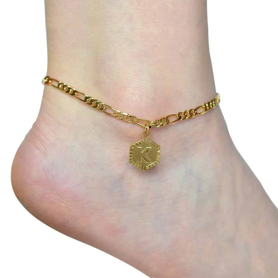 Extender Chain A-Z Initial Letter Anklet for Women