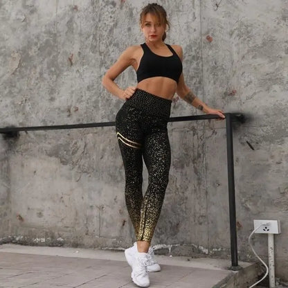 High Waisted Glittered Workout Leggings