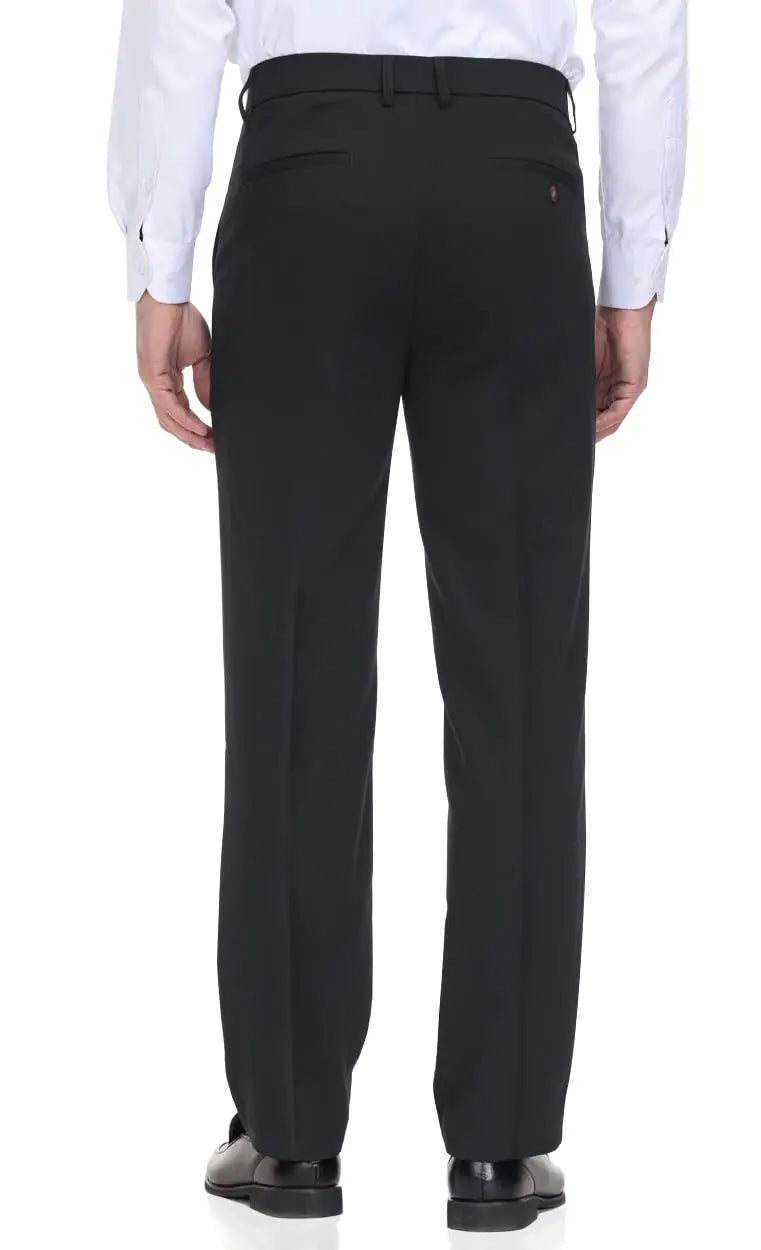 Soojun Men's Classic Fit Flex Waist Flat Front Dress Pant Black 36W x 34L