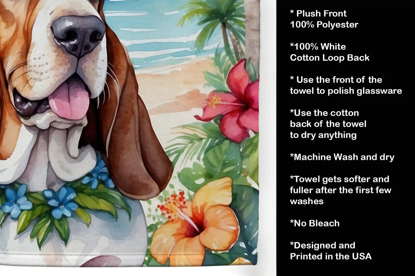 Basset Hound Luau Kitchen Towel