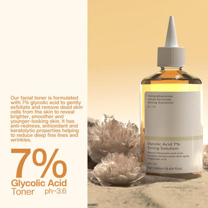 Glycolic Acid 7% Toning: Glycolic Acid Toner Keep The Skin Moist Exfoliate Exfoliating Serum for Face - Glycolic Acid 7% Suitable for Adults to Use at Home 240ml