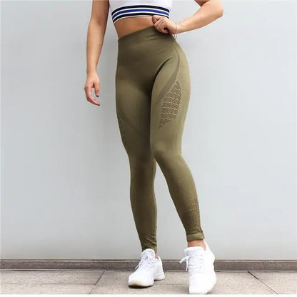 Nahtlose Mesh Flex Bauch Push-Up Leggings