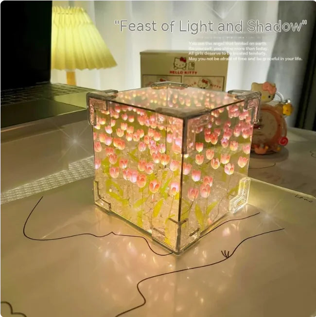 Bloom Cube 3D Tulip Night Light