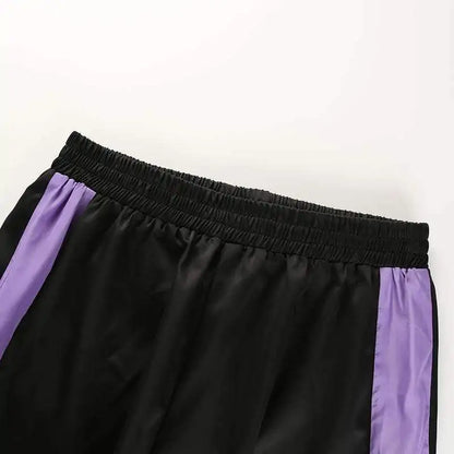 Gestreifte High-Waist Sport Jogginghosen