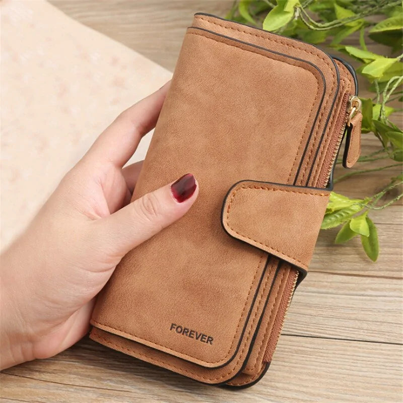 Wallet Brand Coin Purse Scrub Leather Women Wallet Money Phone Bag Female Snap Card Holder Ladies Long Clutch Carteira Feminina