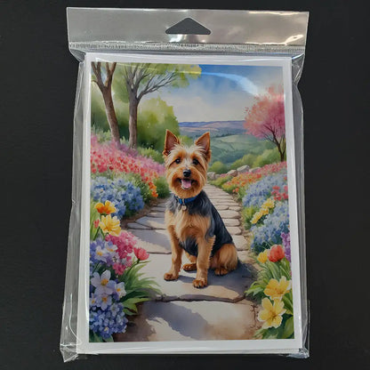 Australian Terrier Spring Garden Greeting Cards Pack of 8