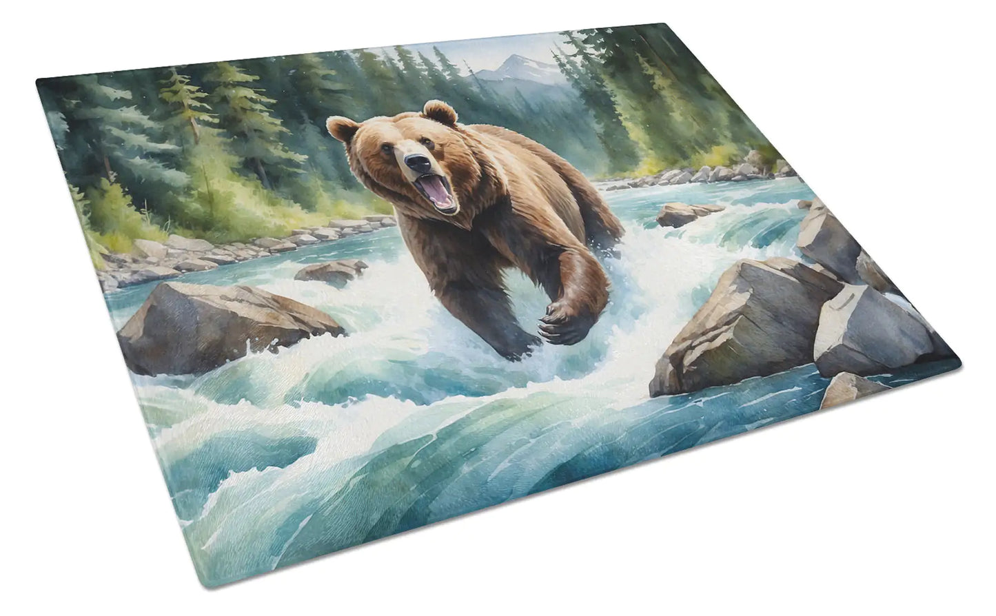 Alaskan Wilderness Grizzly Bear Glass Cutting Board