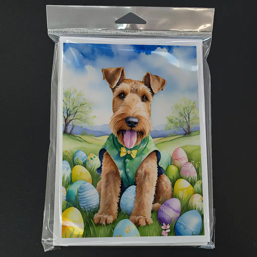 Airedale Terrier Easter Egg Hunt Greeting Cards Pack of 8