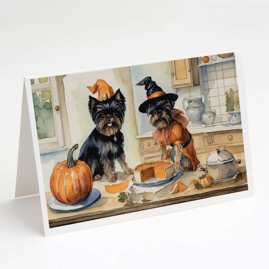 Affenpinscher Fall Kitchen Pumpkins Greeting Cards Pack of 8