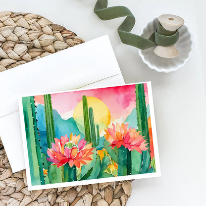 Arizona Saguaro Cactus Blossom in Watercolor Greeting Cards Pack of 8