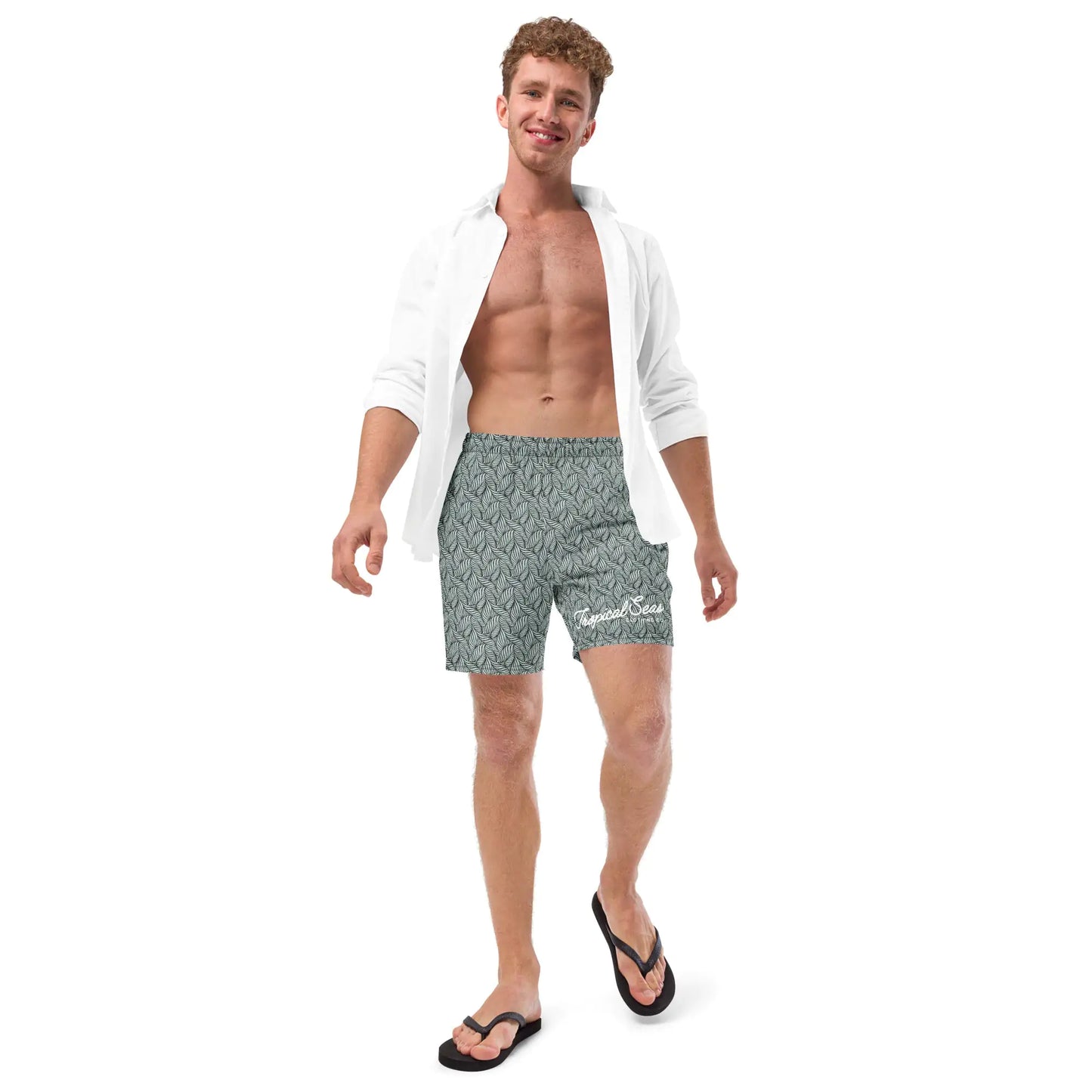 Men's Eco Grey Palm Swim Trunks