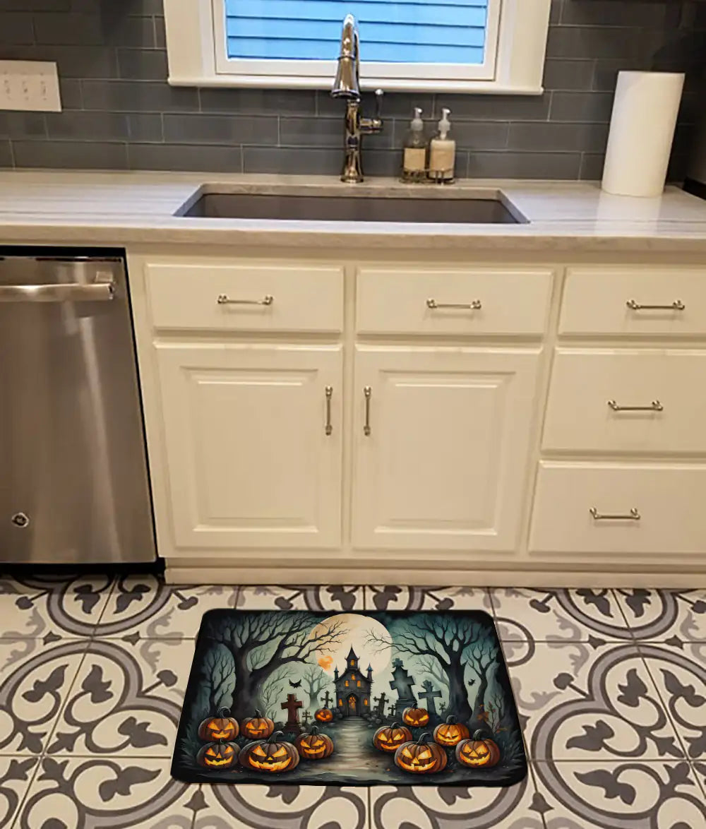 Graveyard Spooky Halloween Memory Foam Kitchen Mat