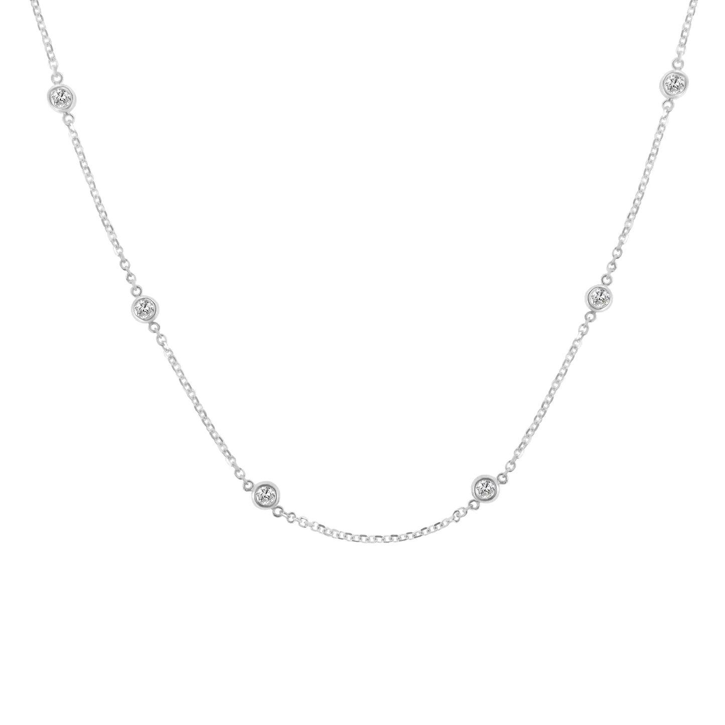 Sterling Silver Bezel-Set Diamond Station Necklace (1 cttw, J-K Color, I1-I2 Clarity)