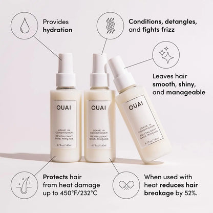 OUAI Leave In Conditioner & Heat Protectant Spray - Prime Hair for Style, Smooth Flyaways, Add Shine and Use as Detangling Spray - No Parabens, Sulfates or Phthalates (1.5 oz) 1.5 Fl Oz (Pack of 1)