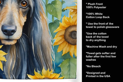 Afghan Hound in Sunflowers Kitchen Towel