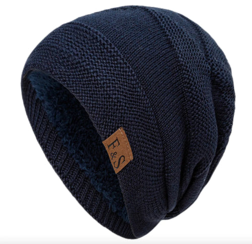 Fleece-Lined Wool Knit Winter Hat