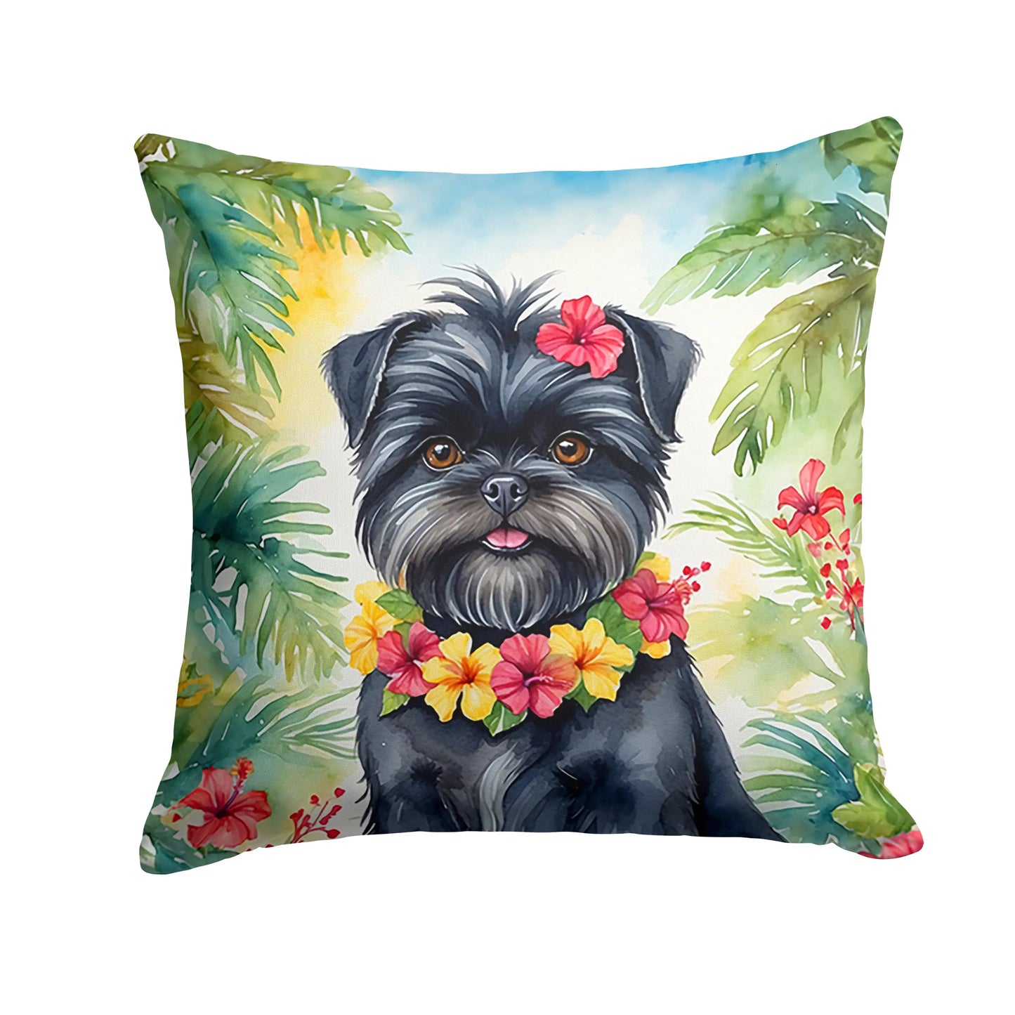 Affenpinscher Luau Throw Pillow