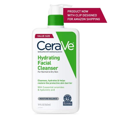 CeraVe Hydrating Facial Cleanser | Moisturizing Face Wash For Dry Skin | Hyaluronic Acid + Ceramides + Glycerin | Hydrating Cleanser For Normal To Dry Skin | National Eczema Assosiation Certified