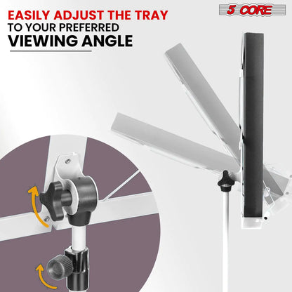 Suporte de Música 5Core para Partituras Portátil Tripé Ajustável Dobrável Porta-Notas BRANCO