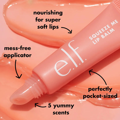 e.l.f. Squeeze Me Lip Balm, Moisturizing Lip Balm For A Sheer Tint Of Color, Infused With Hyaluronic Acid, Vegan & Cruelty-free, Peach 0.21 Ounce (Pack of 1)