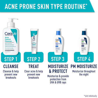 CeraVe Acne Control Cleanser, 2% Salicylic Acid Acne Treatment Formulated With Niacinamide + Ceramides + Oil Absorbing Clay, Gentle Acne Face Wash Helps Clear & Prevent Acne, Fragrance Free, 16 Ounce 16 Fl Oz (Pack of 1)