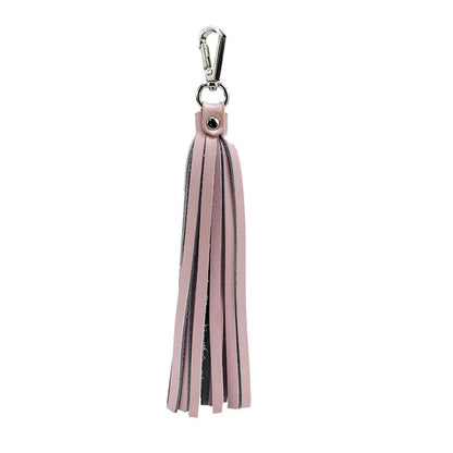 Fringe Power Leather Bag Charm-Rose Quartz/Silver