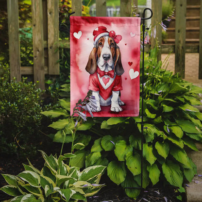 Basset Hound My Valentine Garden Flag