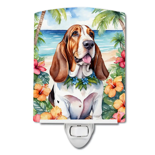 Basset Hound Luau Ceramic Night Light