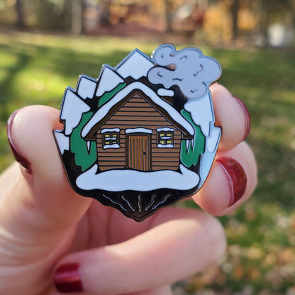 Log Cabin Enamel Pin