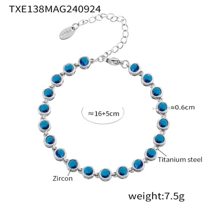 Titanium Steel Zircon Color Mix Bracelet & Necklace Set