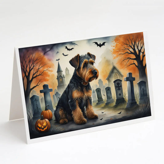 Airedale Terrier Spooky Halloween Greeting Cards Pack of 8