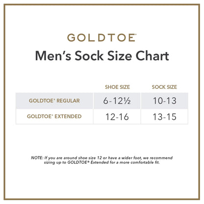 GOLDTOE Men's Harrington Crew Socks, Multipairs X-Large Black (6-pairs)