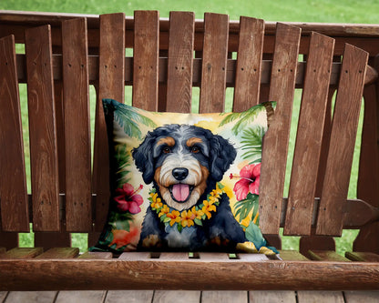 Bernedoodle Luau Throw Pillow