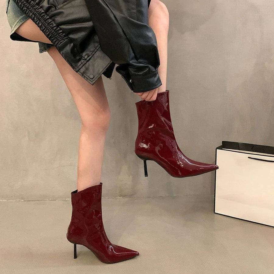 Women's Spring and Autumn Slimming Stiletto Ankle Boots