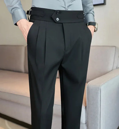 Men's Mid High Waisted Long Casual Pants