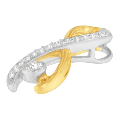 Colar com Pingente Radiant Ribbon em Ouro 10K Bicolor com 1/5 cttw de Diamantes (H-I, I1-I2)