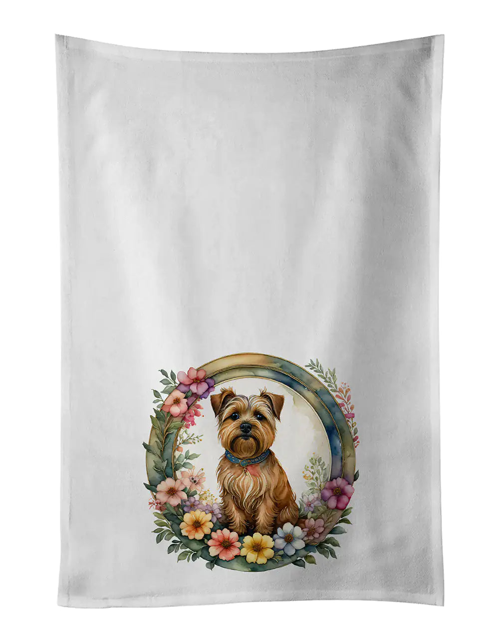 Norfolk Terrier and Flowers Kitchen Towel Set of 2