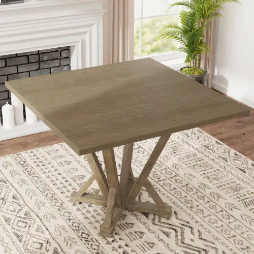 Square Counter Table 45 Inches Solid Wood Rubber Wood