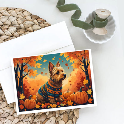 Australian Terrier Terrier Fall Greeting Cards Pack of 8